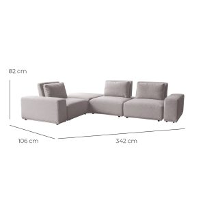 Jefferson L Shape Sofa - Silver Mist
