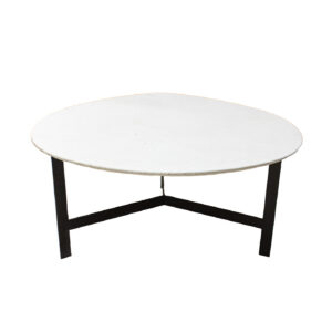 Mara Coffee Table - Black Legs with White Stone Top Dia.88 x 40cm