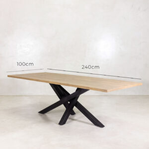 Spider Dining Table - Black & Oak Veneer Top 240cm