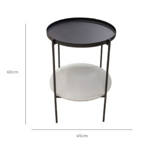 Tray Side Table - Black & White Dia.45 x 60cm